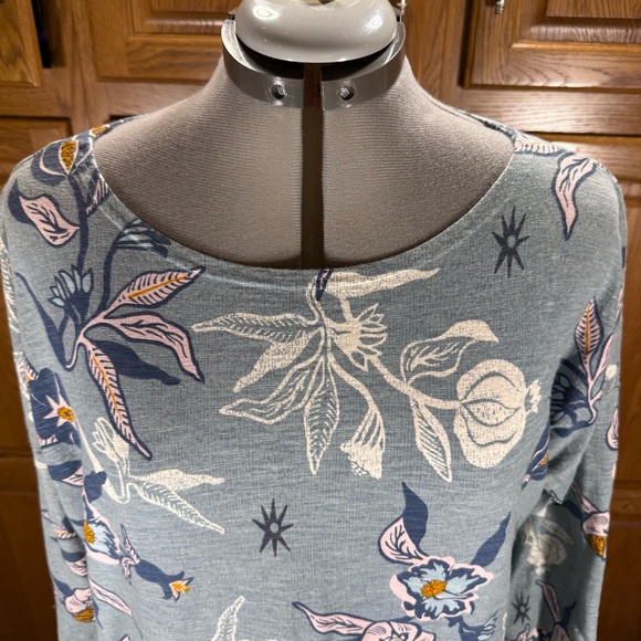 Patagonia Organic Cotton Floral Dress Blue Long Sleeve XL - Picture 3 of 8